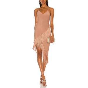 Elliatt 'Claire' Tan Asymmetric Fringe Dress Size S
